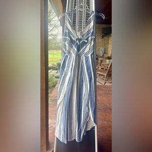 Xhilaration Blue and White Striped Sleeveless Jumpsuit